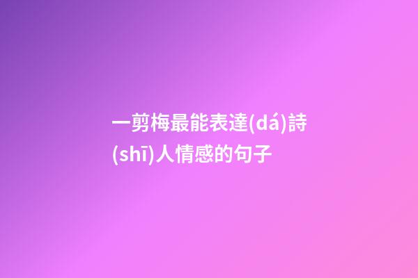 一剪梅最能表達(dá)詩(shī)人情感的句子