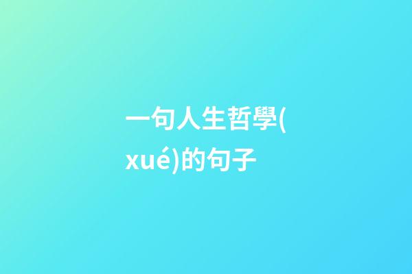 一句人生哲學(xué)的句子