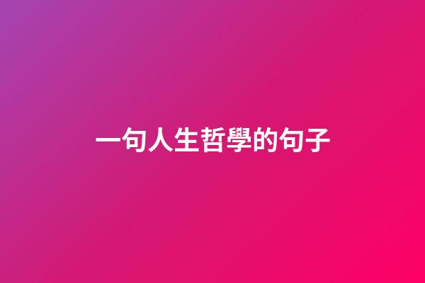 一句人生哲學的句子