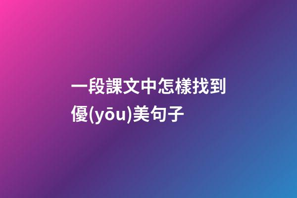 一段課文中怎樣找到優(yōu)美句子
