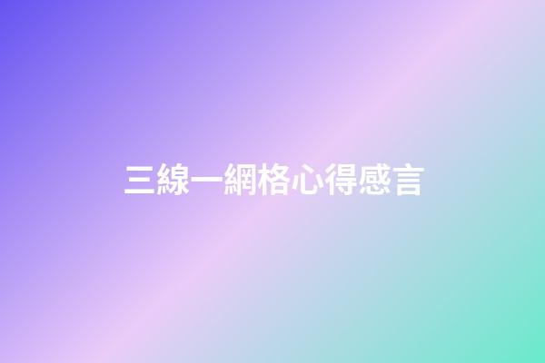 三線一網格心得感言