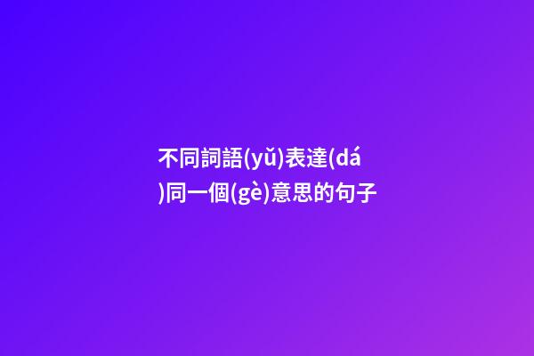 不同詞語(yǔ)表達(dá)同一個(gè)意思的句子