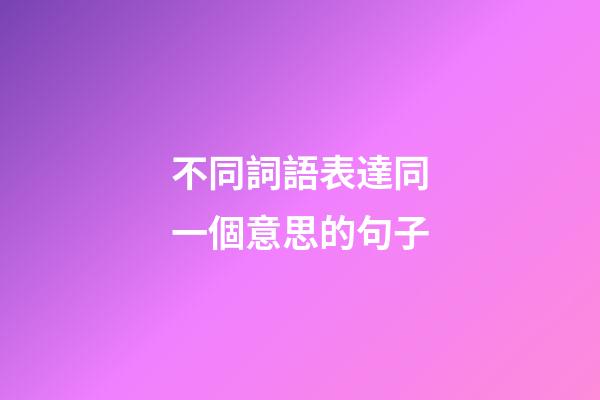 不同詞語表達同一個意思的句子