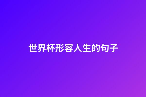 世界杯形容人生的句子