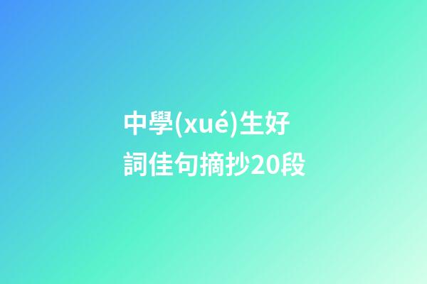 中學(xué)生好詞佳句摘抄20段