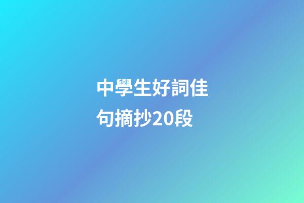 中學生好詞佳句摘抄20段