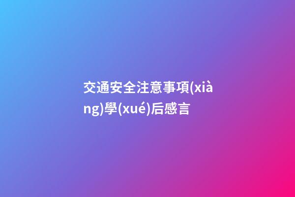 交通安全注意事項(xiàng)學(xué)后感言