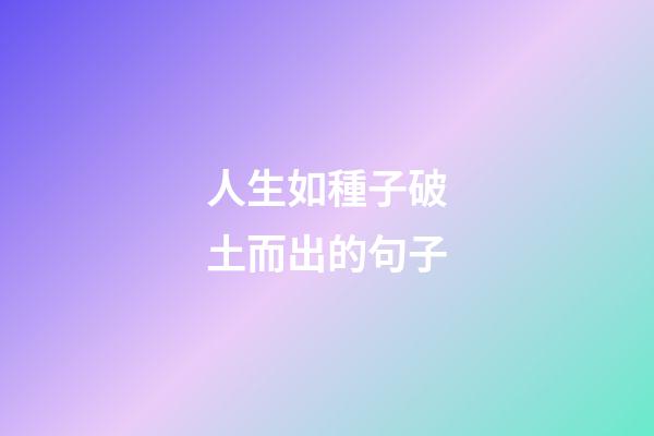 人生如種子破土而出的句子