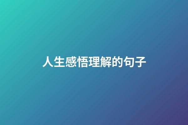 人生感悟理解的句子
