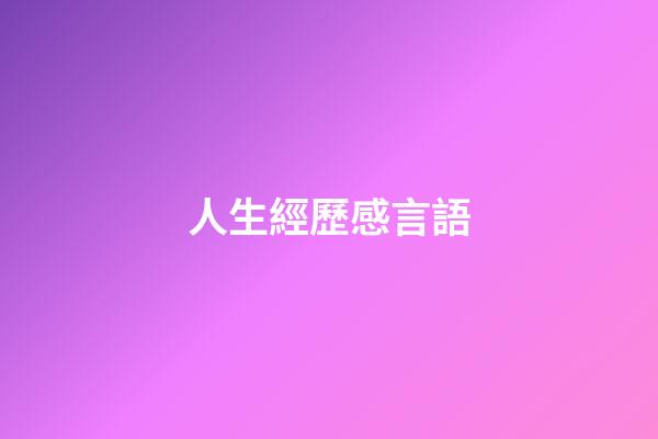 人生經歷感言語
