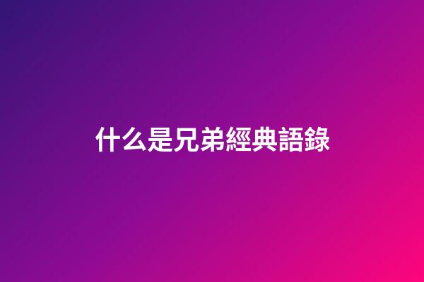 什么是兄弟經典語錄