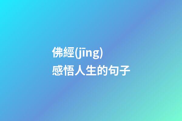 佛經(jīng)感悟人生的句子