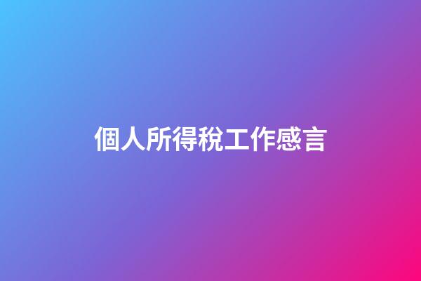 個人所得稅工作感言