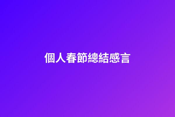 個人春節總結感言