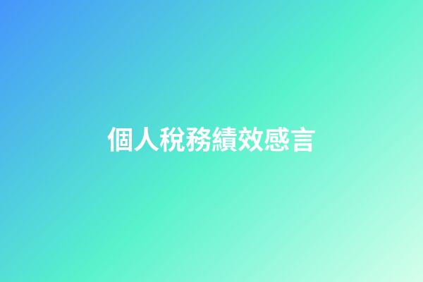 個人稅務績效感言