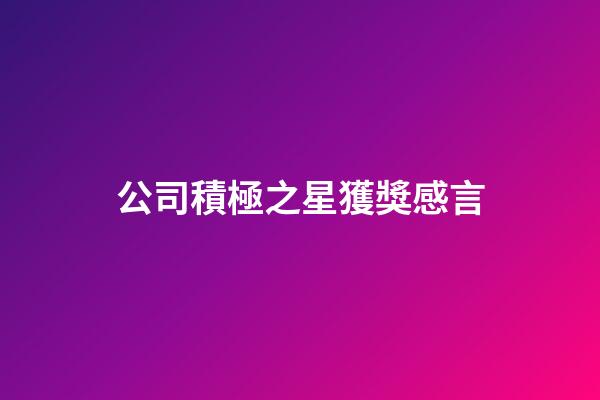 公司積極之星獲獎感言