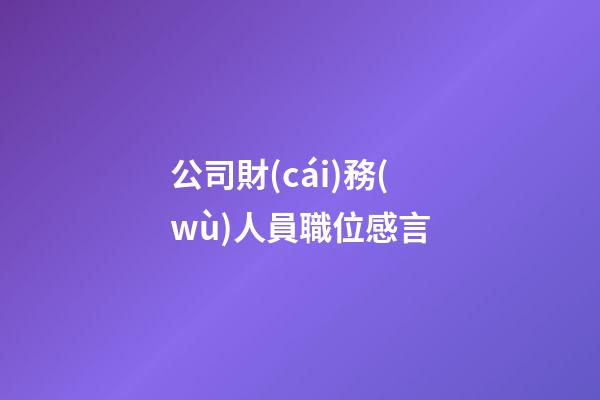 公司財(cái)務(wù)人員職位感言