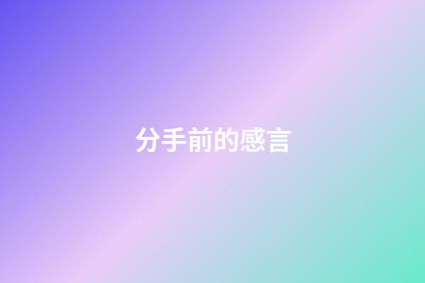 分手前的感言