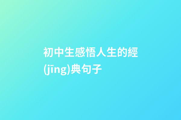 初中生感悟人生的經(jīng)典句子