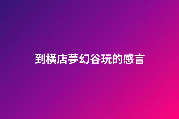 到橫店夢幻谷玩的感言
