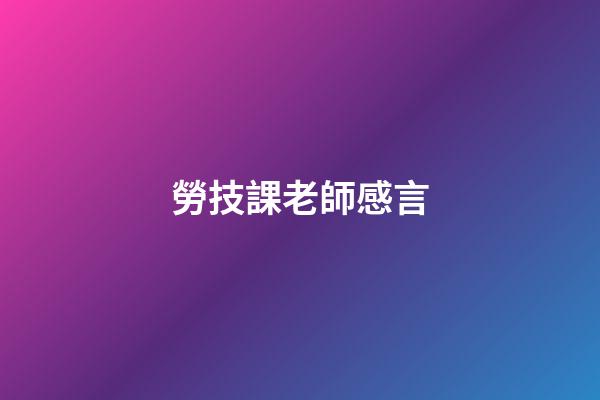 勞技課老師感言