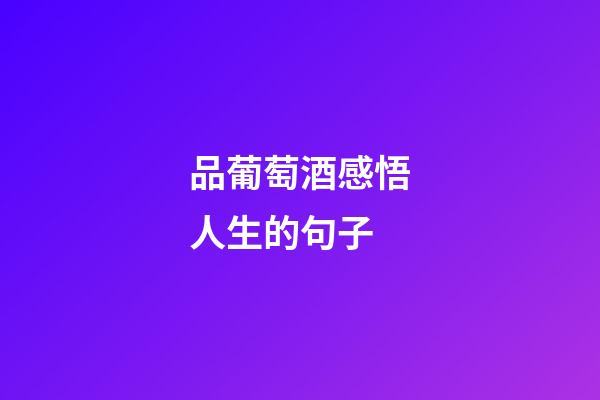 品葡萄酒感悟人生的句子