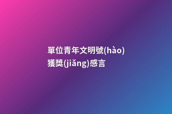 單位青年文明號(hào)獲獎(jiǎng)感言