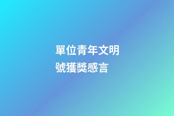 單位青年文明號獲獎感言