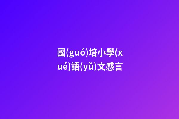 國(guó)培小學(xué)語(yǔ)文感言