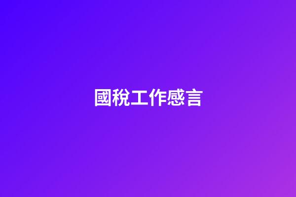 國稅工作感言