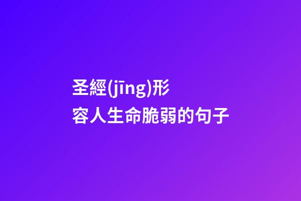 圣經(jīng)形容人生命脆弱的句子