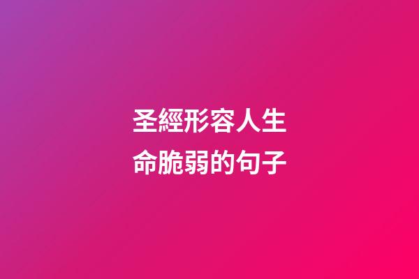 圣經形容人生命脆弱的句子