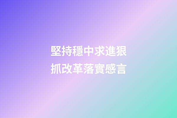 堅持穩中求進狠抓改革落實感言