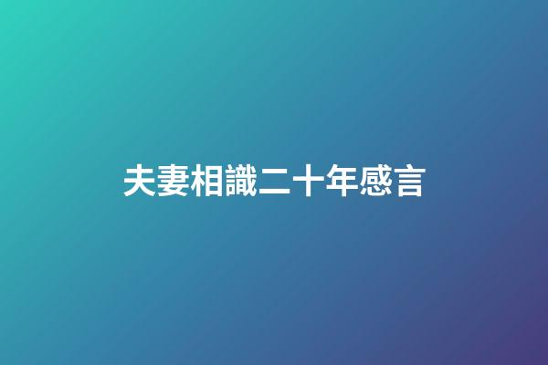 夫妻相識二十年感言