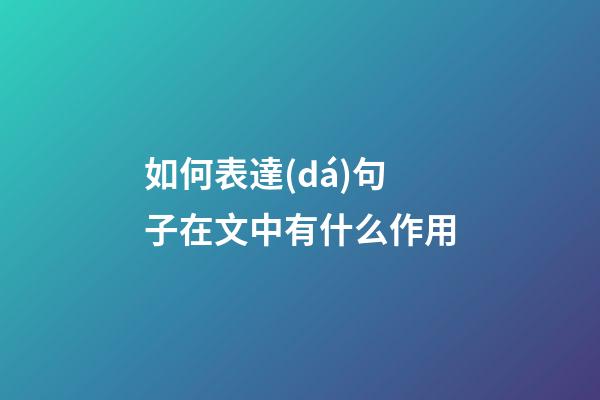 如何表達(dá)句子在文中有什么作用