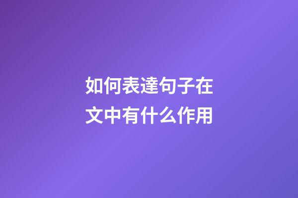 如何表達句子在文中有什么作用