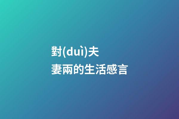 對(duì)夫妻兩的生活感言