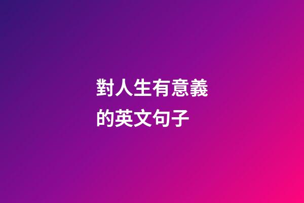 對人生有意義的英文句子