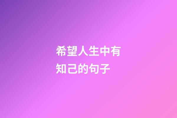 希望人生中有知己的句子