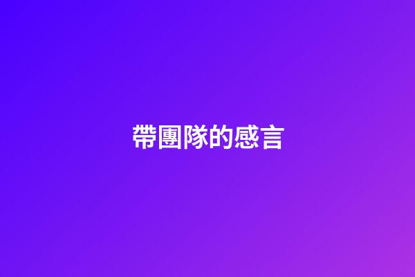 帶團隊的感言