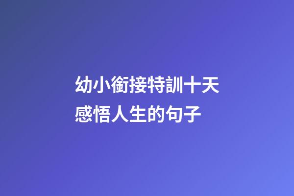 幼小銜接特訓十天感悟人生的句子