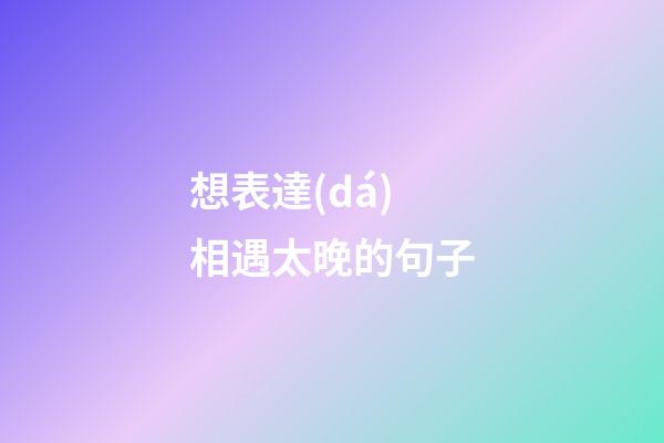 想表達(dá)相遇太晚的句子