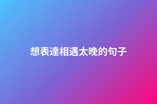 想表達相遇太晚的句子