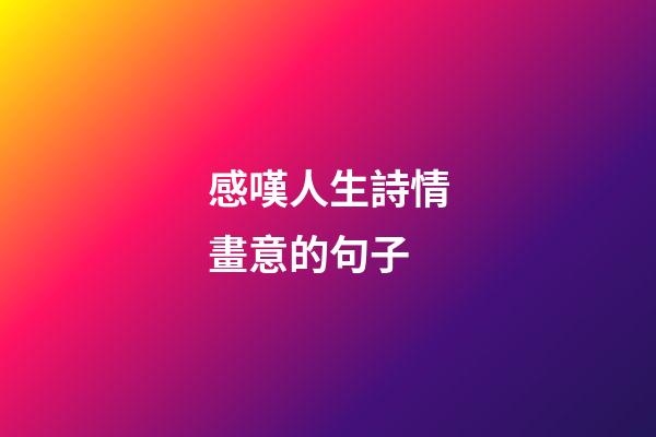 感嘆人生詩情畫意的句子