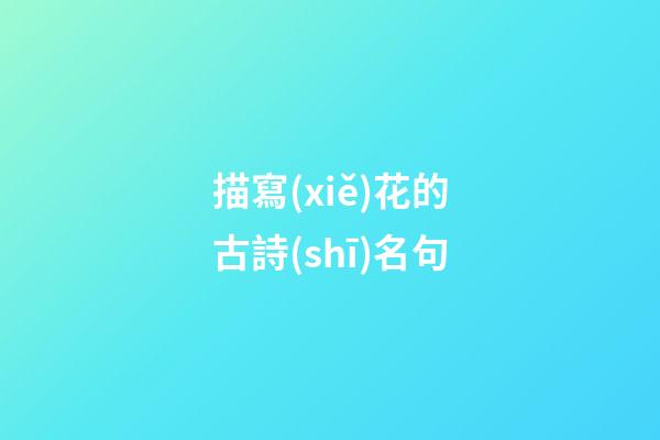 描寫(xiě)花的古詩(shī)名句