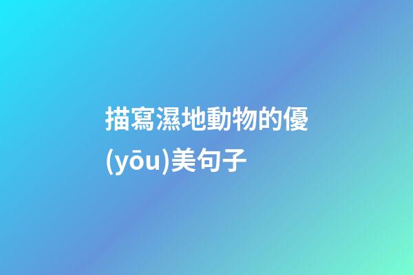 描寫濕地動物的優(yōu)美句子
