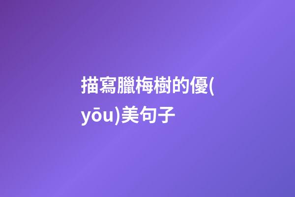 描寫臘梅樹的優(yōu)美句子