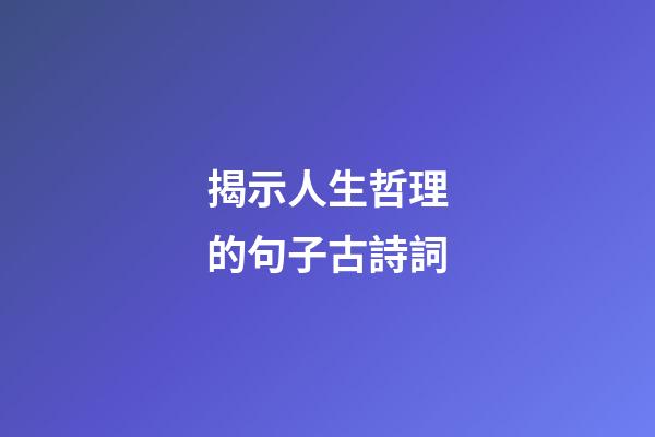 揭示人生哲理的句子古詩詞
