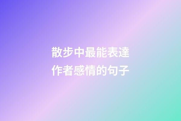 散步中最能表達作者感情的句子