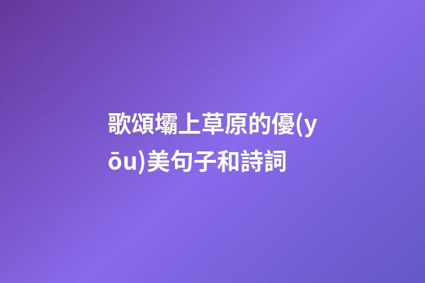 歌頌壩上草原的優(yōu)美句子和詩詞